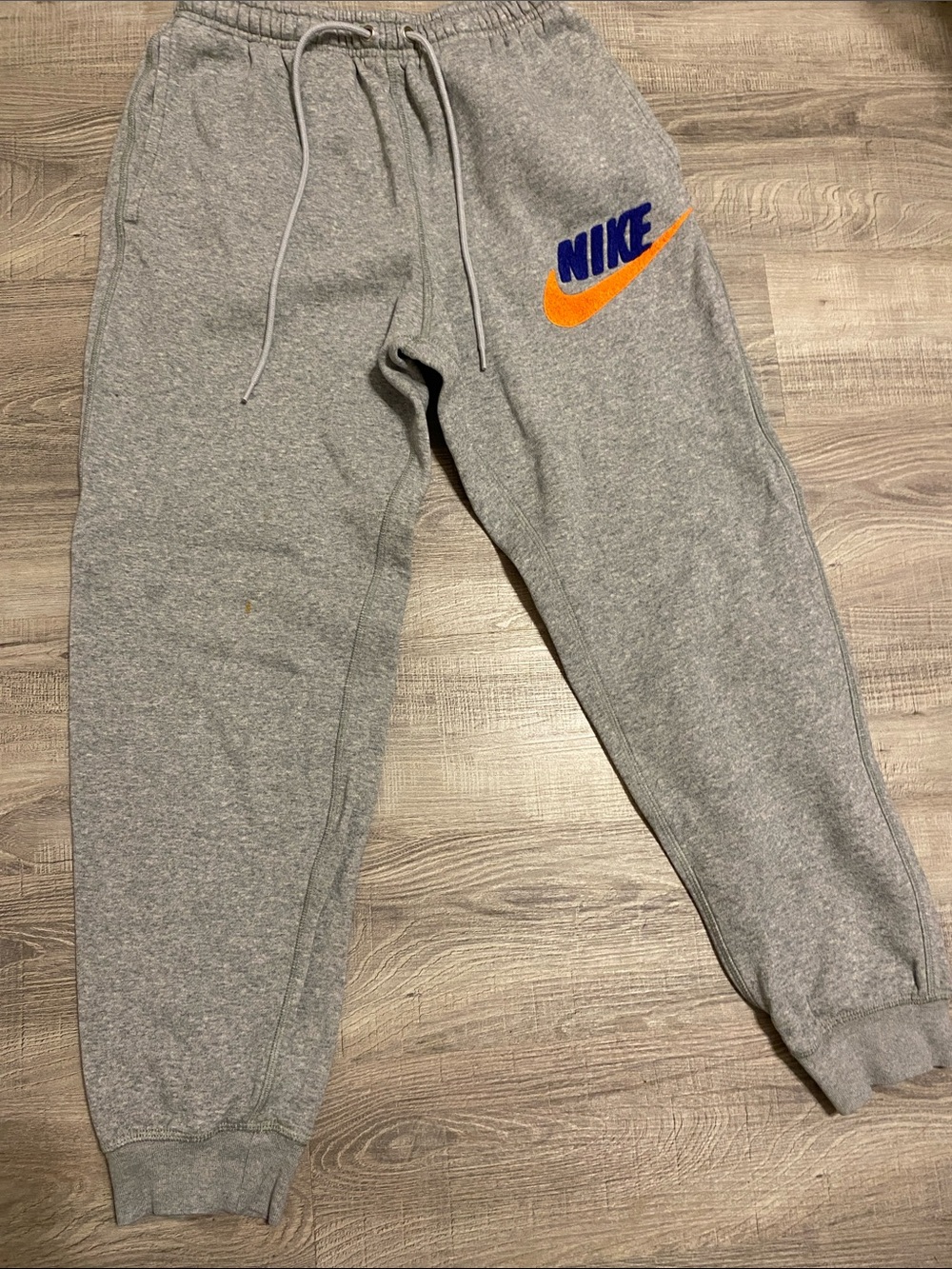 Nike Grey Sweatpants with Blue and Orange Swoosh